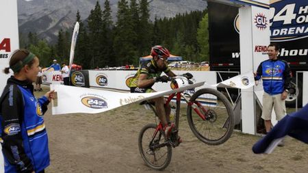 Australia's Jason English crosses the line on Sunday for the Elite Men's win.
