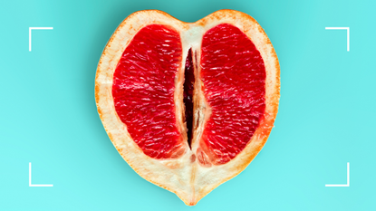 grapefruit on blue background