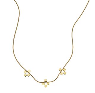 Golden necklace with flower pattern pendants