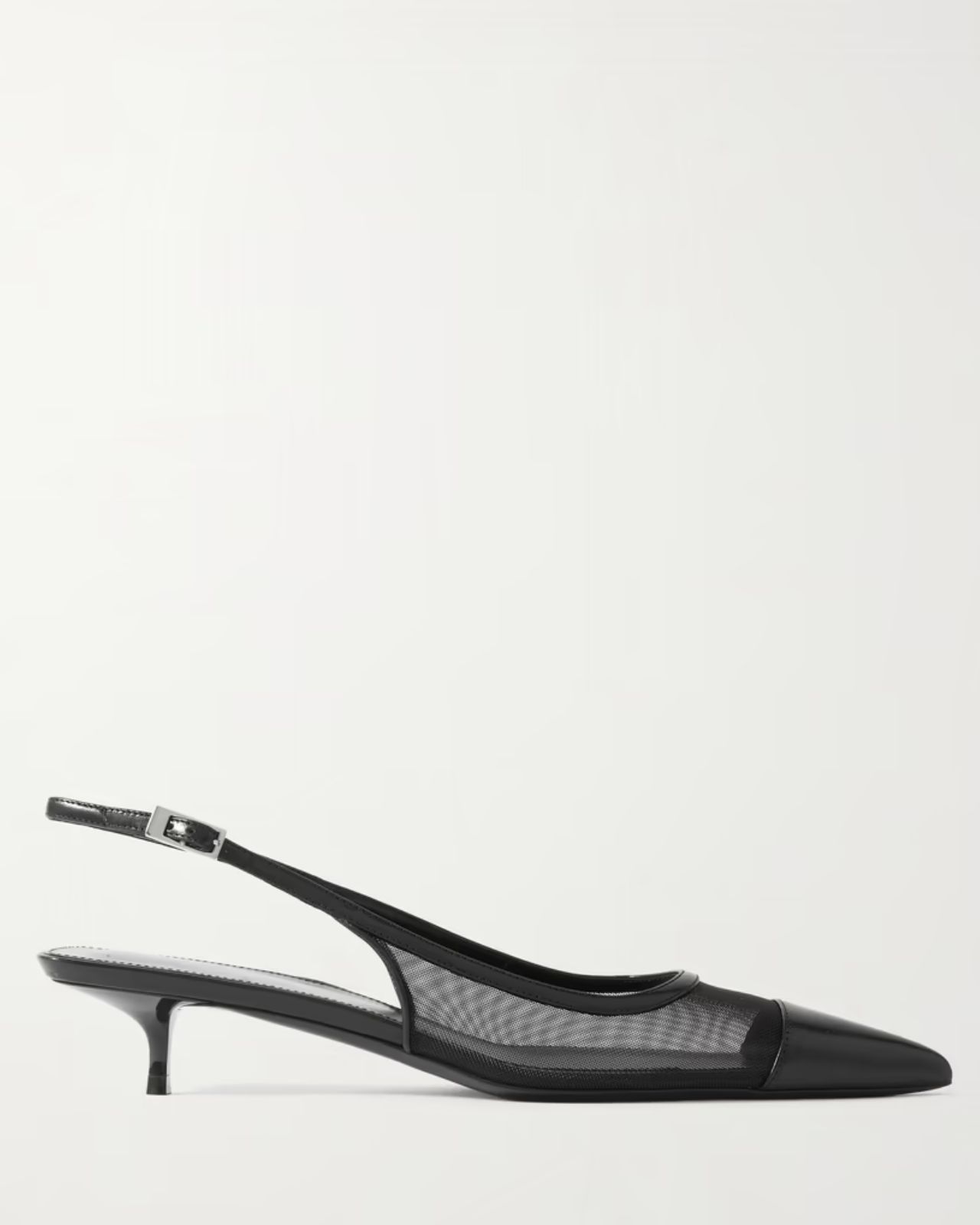 Saint Laurent Oxalis leather-trimmed mesh slingback pumps