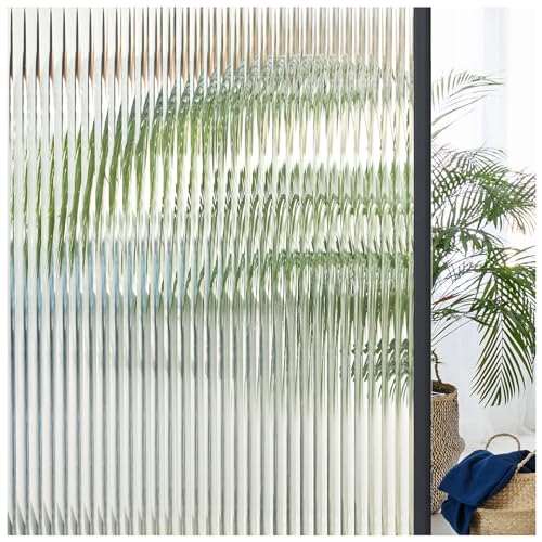 Lifetree Reeded Glass Window Film Privacy: 3d Decorative Vinyl Window Privacy Film Static Cling Uv Blocking for Glass Windows Door (opaque, 44.5 * 300cm)