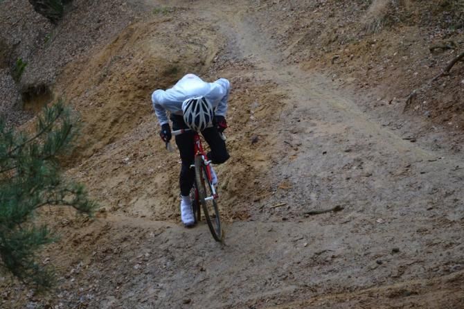 Austin Vincent digs deep to make the climb.