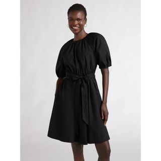 Scoop, Fit and Flare Mini Dress With Puff Sleeves