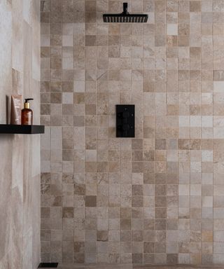 Stone effect brown mosaic tiles by Walls and Floors