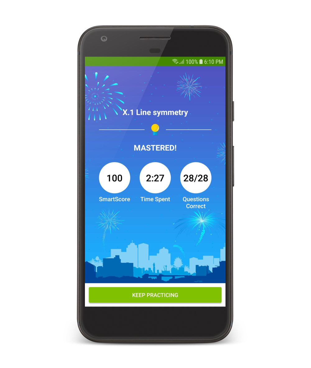 Phone screenshot of IXL learning app featuring math