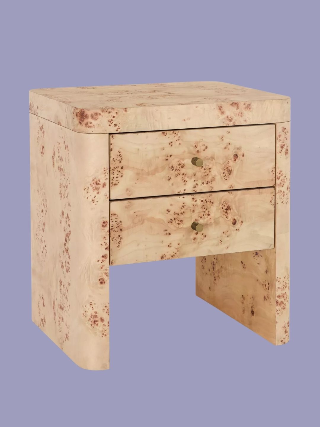 John Lewis, Burl Two-Drawer Bedside Table, Natural Beige