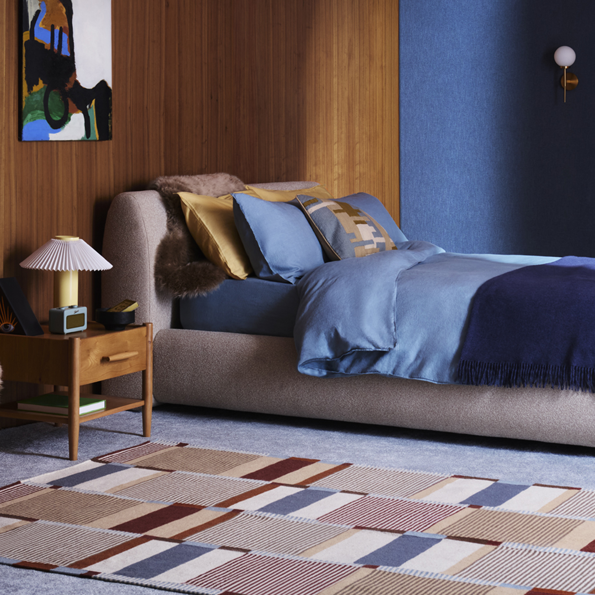 AvJohn Lewis geometric rug in a bedroom