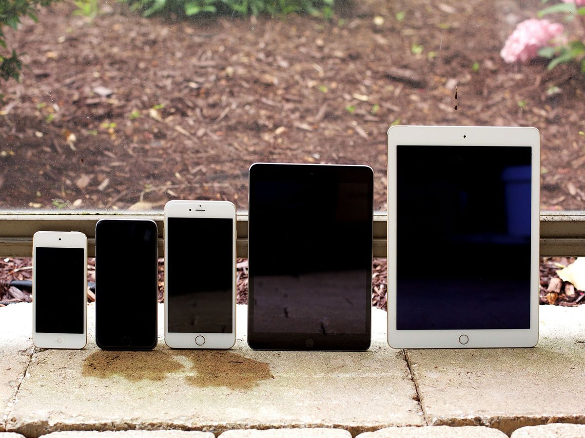 iOS device sizes from the front