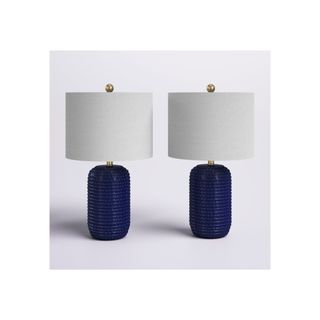 pair of blue lamps