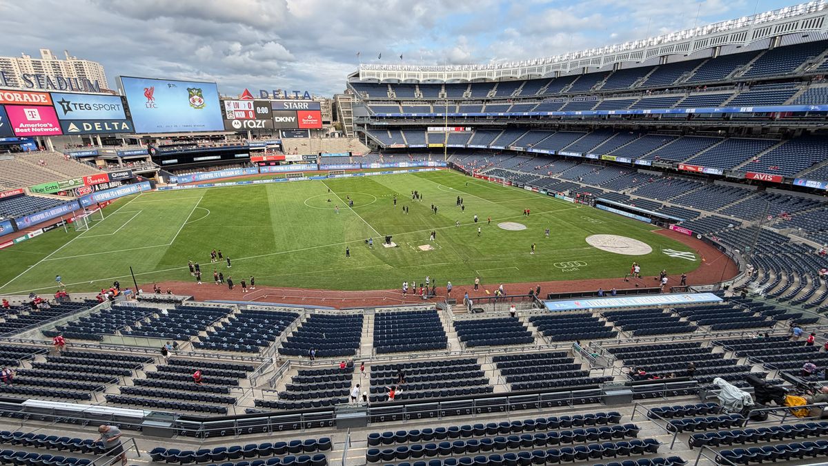 Yankee Stadium converted into a makeshift football pitch