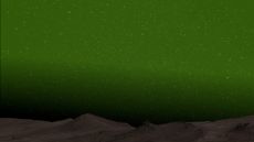 An illustration of rocky terrain on Mars with an eerie green sky in the background