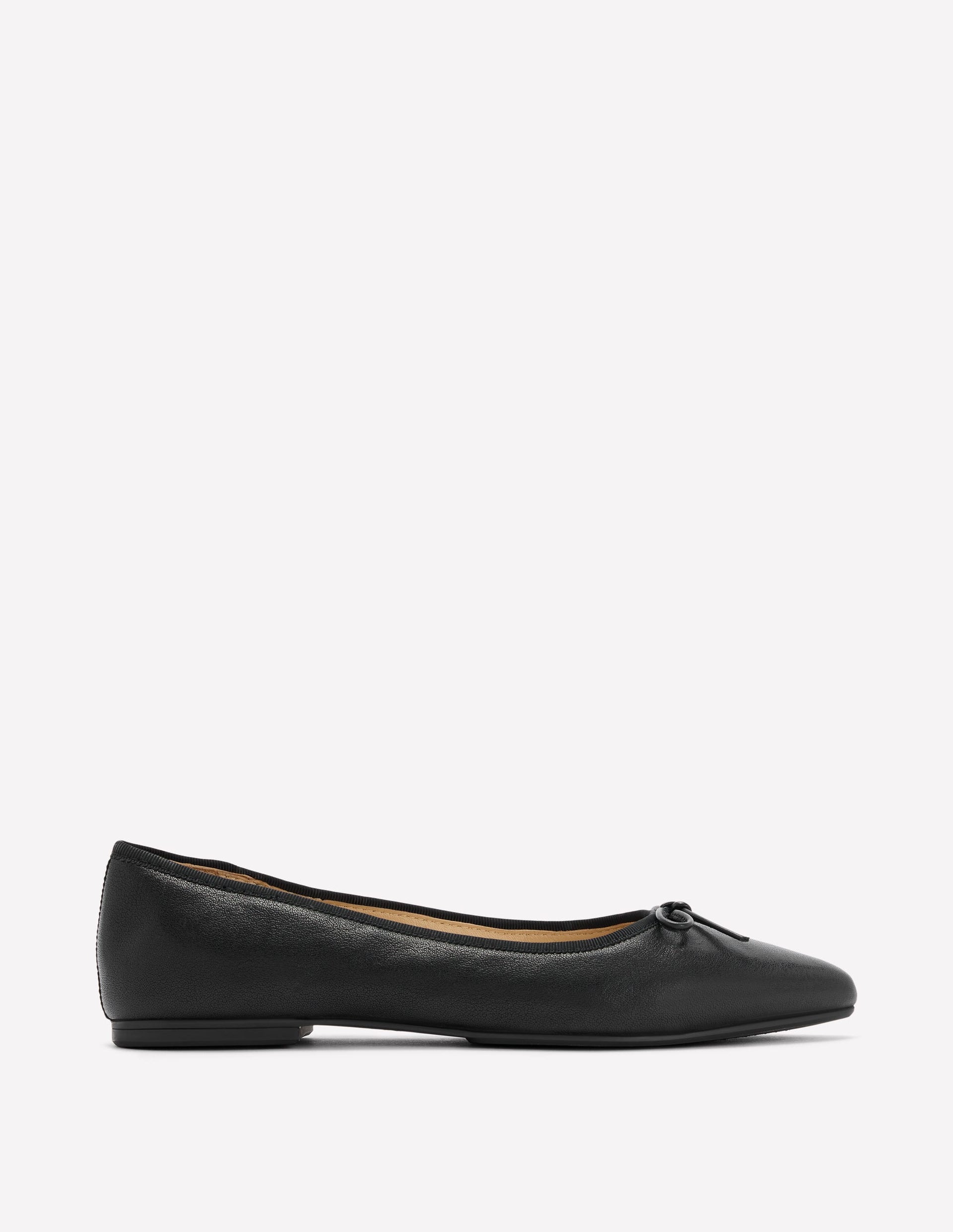 Point Flexi Sole Flats-Black Tumbled Leather