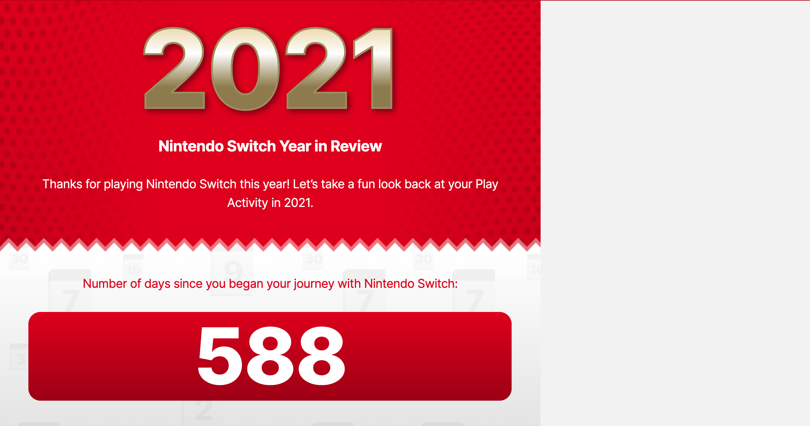 A screenshot from the Nintendo Year in Review