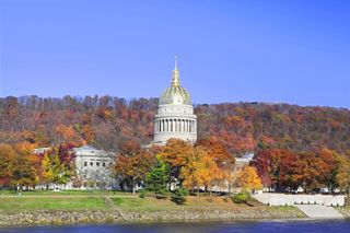 capitol buidling in West Virginia during fall