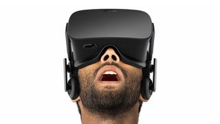 Man wearing the Oculus Rift headset