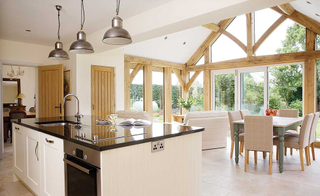 oak frame kitchen diner extension with glazed gable