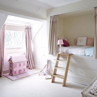 kids room with bed and drawers underneath