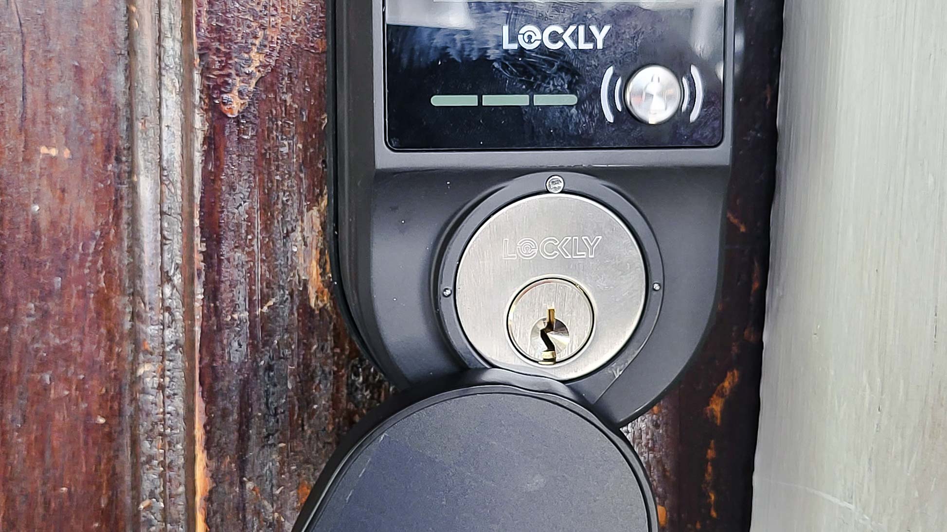 Lockly Vision Elite smart lock on front door