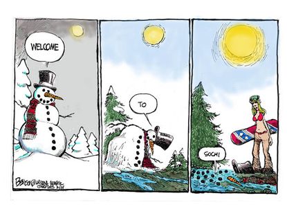 Editorial cartoon Sochi Olympics weather
