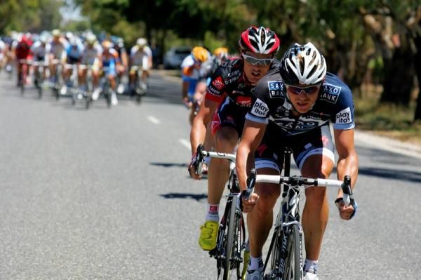 A Saxo Bank rider makes an attack with 10km to go.