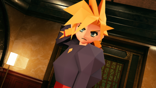 Cloud in his PS1 low-poly dress.