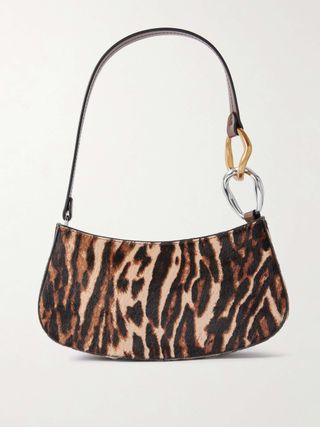 Ollie Embellished Leopard-Print Glossed-Leather Shoulder Bag