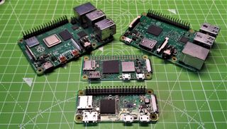 A collection of Raspberry Pi boards