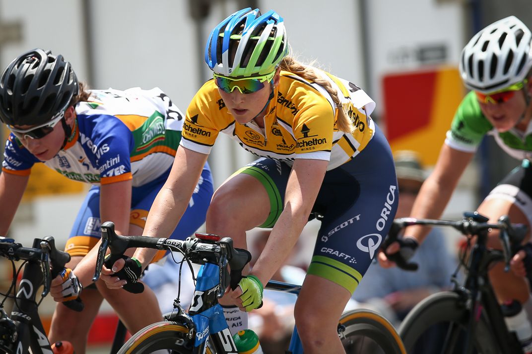Race leader Gracie Elvin (Orica-AIS)