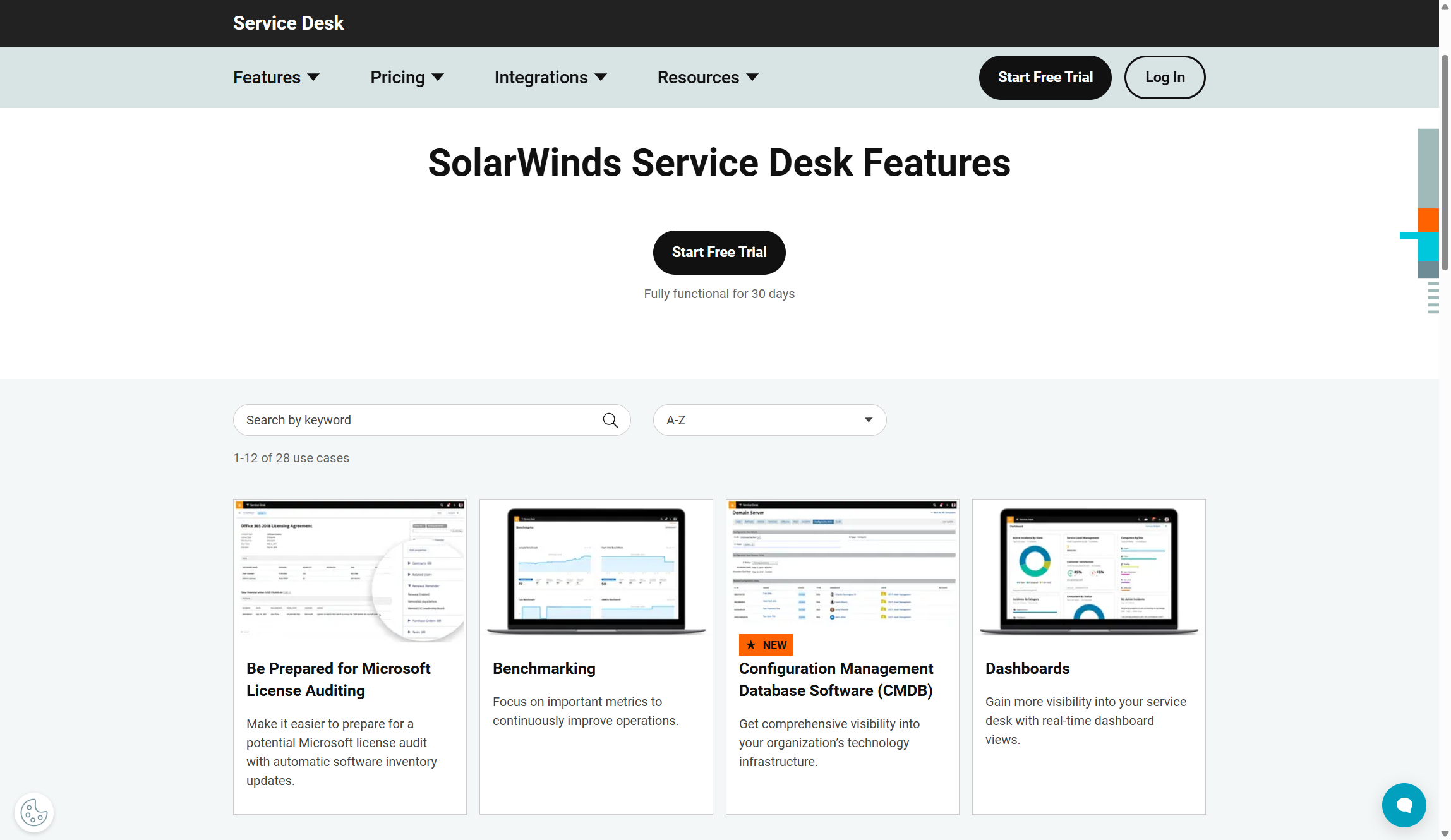 SolarWinds Service Desk features