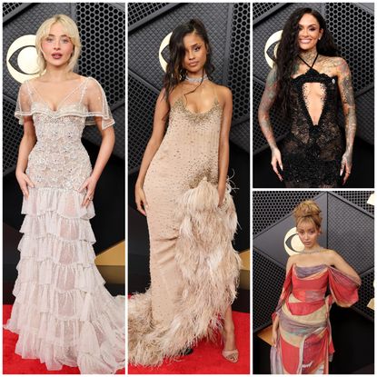 sabrina carpenter, tyla, kehlani, and PinkPantheress on the 2026 grammys red carpet