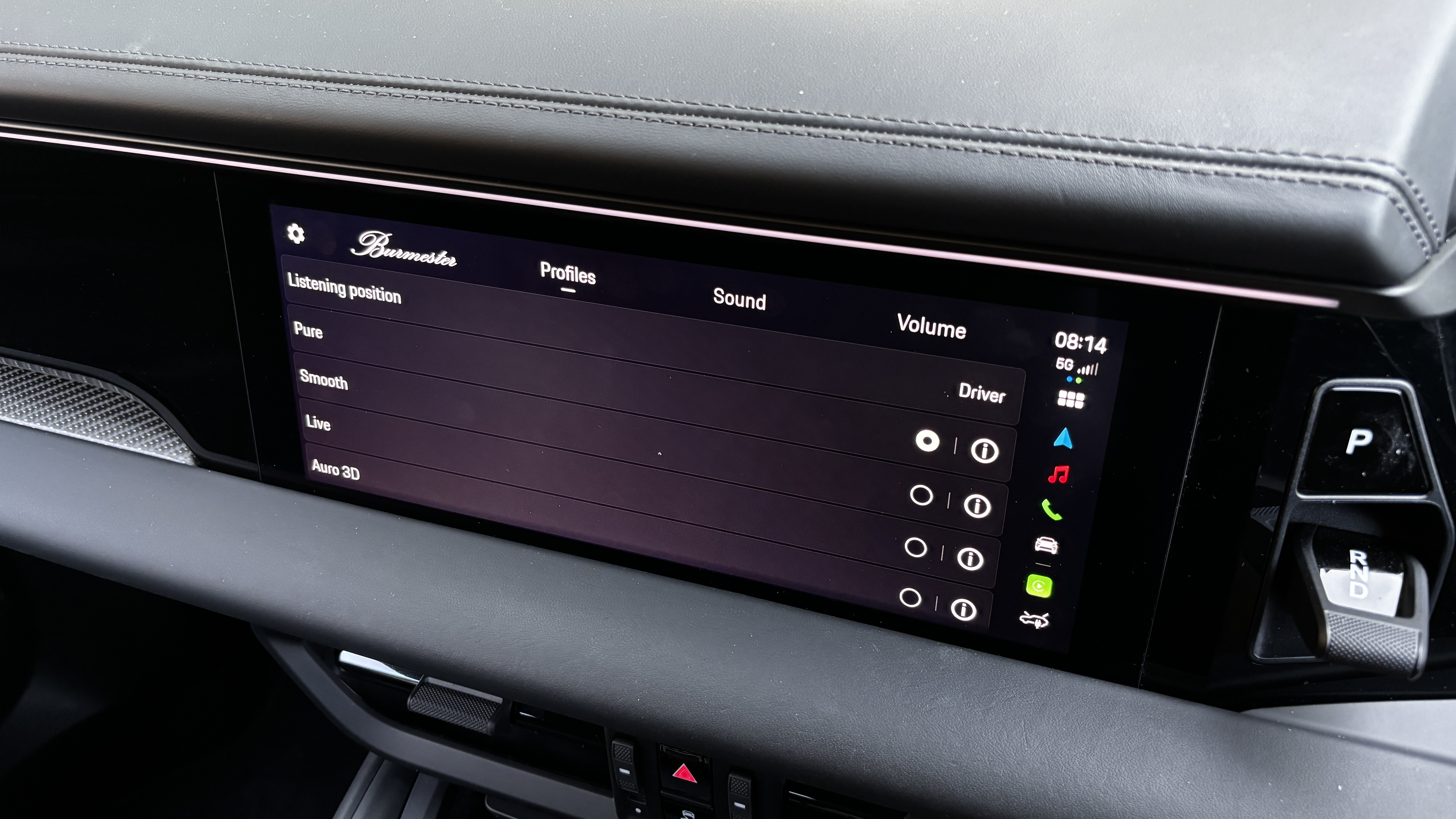 Burmester sound settings menu in the Porsche Macan Electric