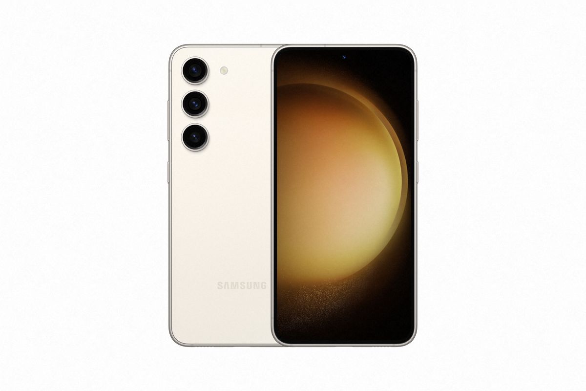 Official images of the Galaxy S23 in Cream, from the front and back