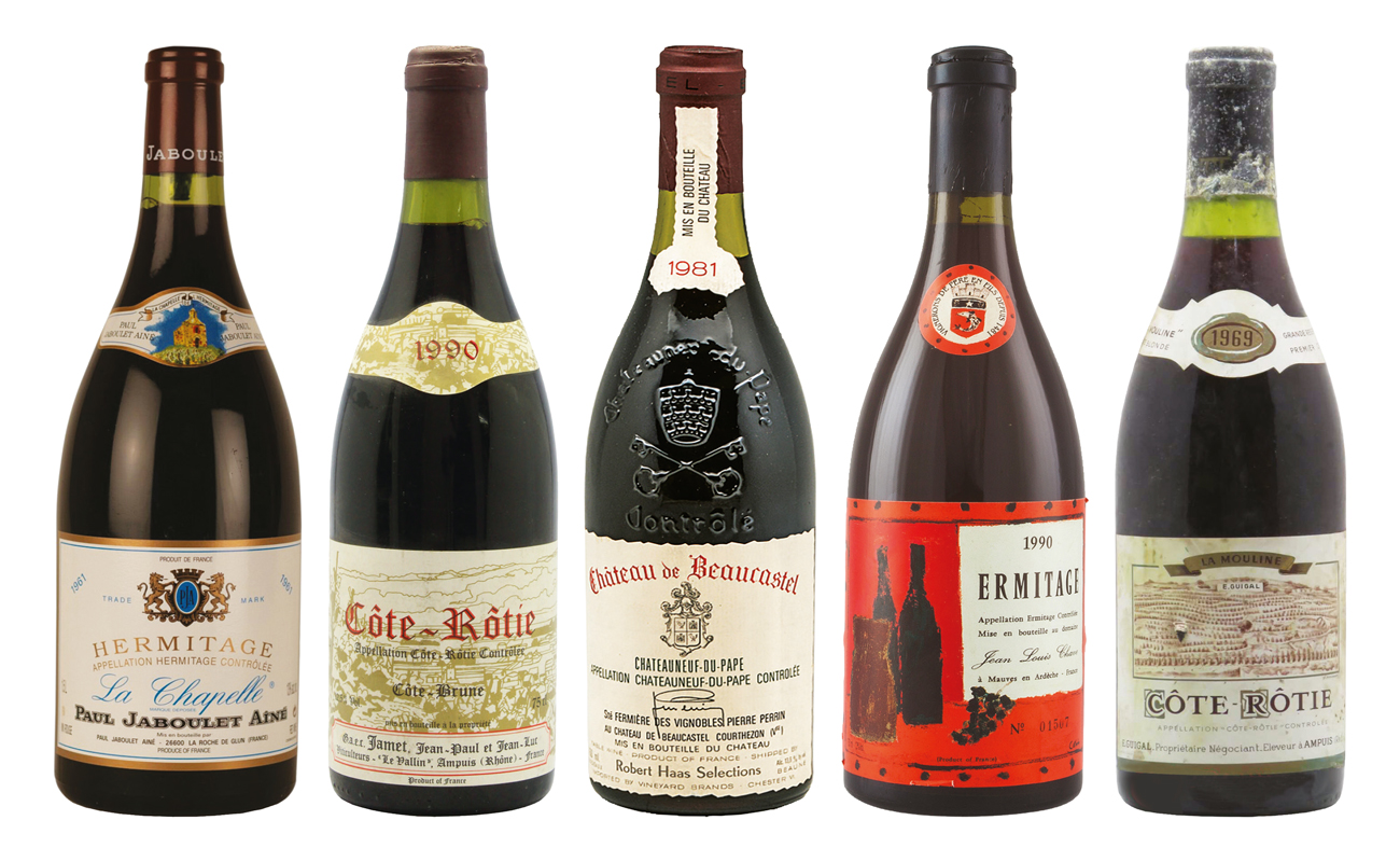 Rh&amp;ocirc;ne wine bottles