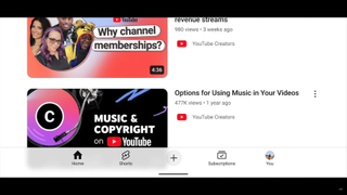 YouTube in landscape on mobile device