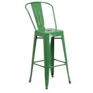 green metal industrial style bar stool