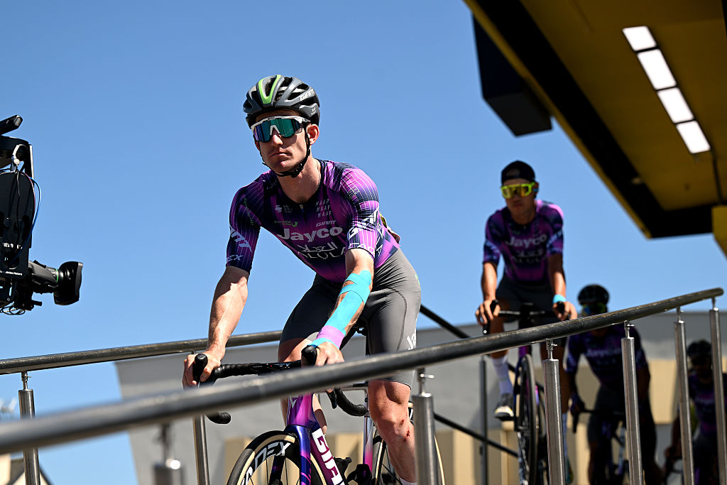 SAINT-MEEN-LE-GRAND, FRANCE - JULY 12: Eddie Dunbar of Ireland and Team Jayco AlUla prior to the 112th Tour de France, Stage 8 a 197km stage from Saint-Meen-le-Grand to Laval (Espace Mayenne) / #UCIWT / on July 12, 2025 in Saint-Meen-le-Grand, France.