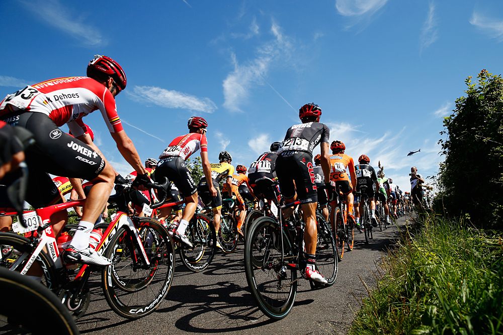 The peloton races during RideLondon