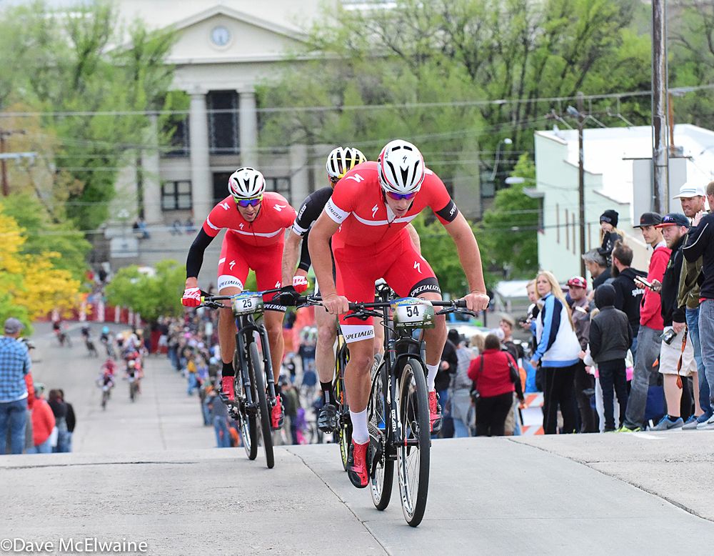Sam Gaze (Specialized) bridged across to his team-mate Todd Wells on lap five