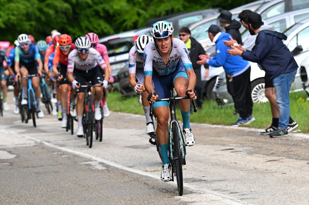 Giro d&#039;Italia: Antonio Tiberi (Bahrain Victorious) attacks on the final climb of stage 10