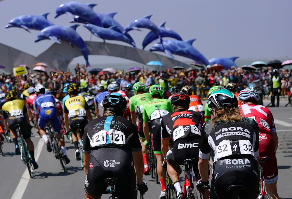 Artwork along the route during stage 1 at Tour of Guangxi