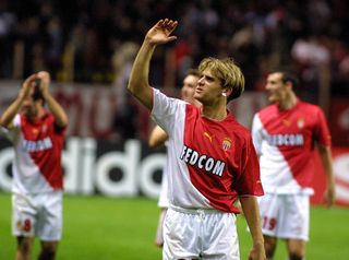 Jerome Rothen and his Monaco team-mates salute the fans after their 8-3 win over Deportivo La Coruña in the Champions League in November 2003.