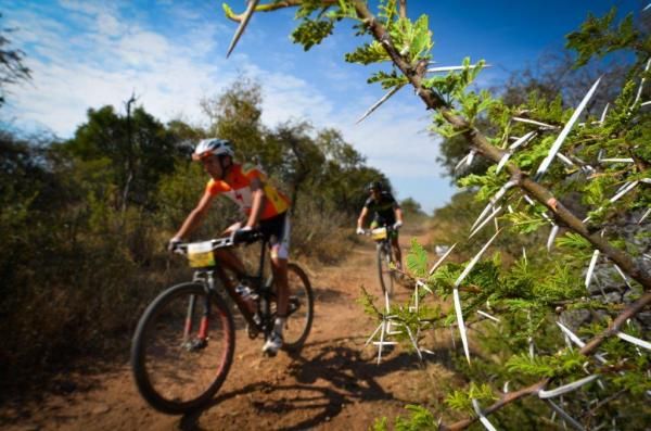 Max Knox leads David George through some thicket