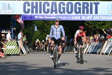 Kendall Ryan (L39ION of Los Angeles) wins the sixth event of the American Criterium Cup, the 2024 Lake Bluff Criterium