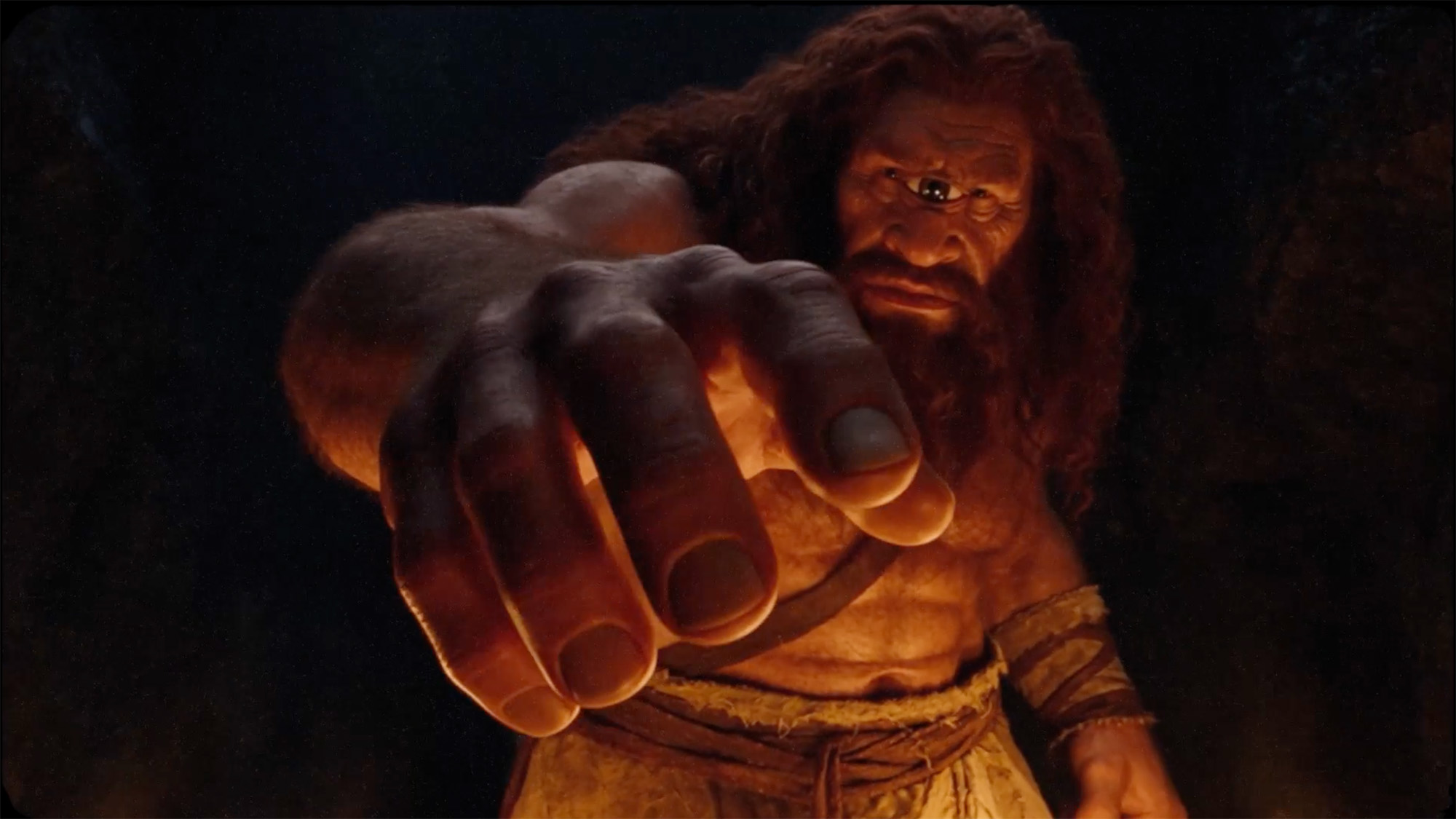 Still from Nem Perez's Odyssey created using genAI platform Grok AI, showing the Cyclops