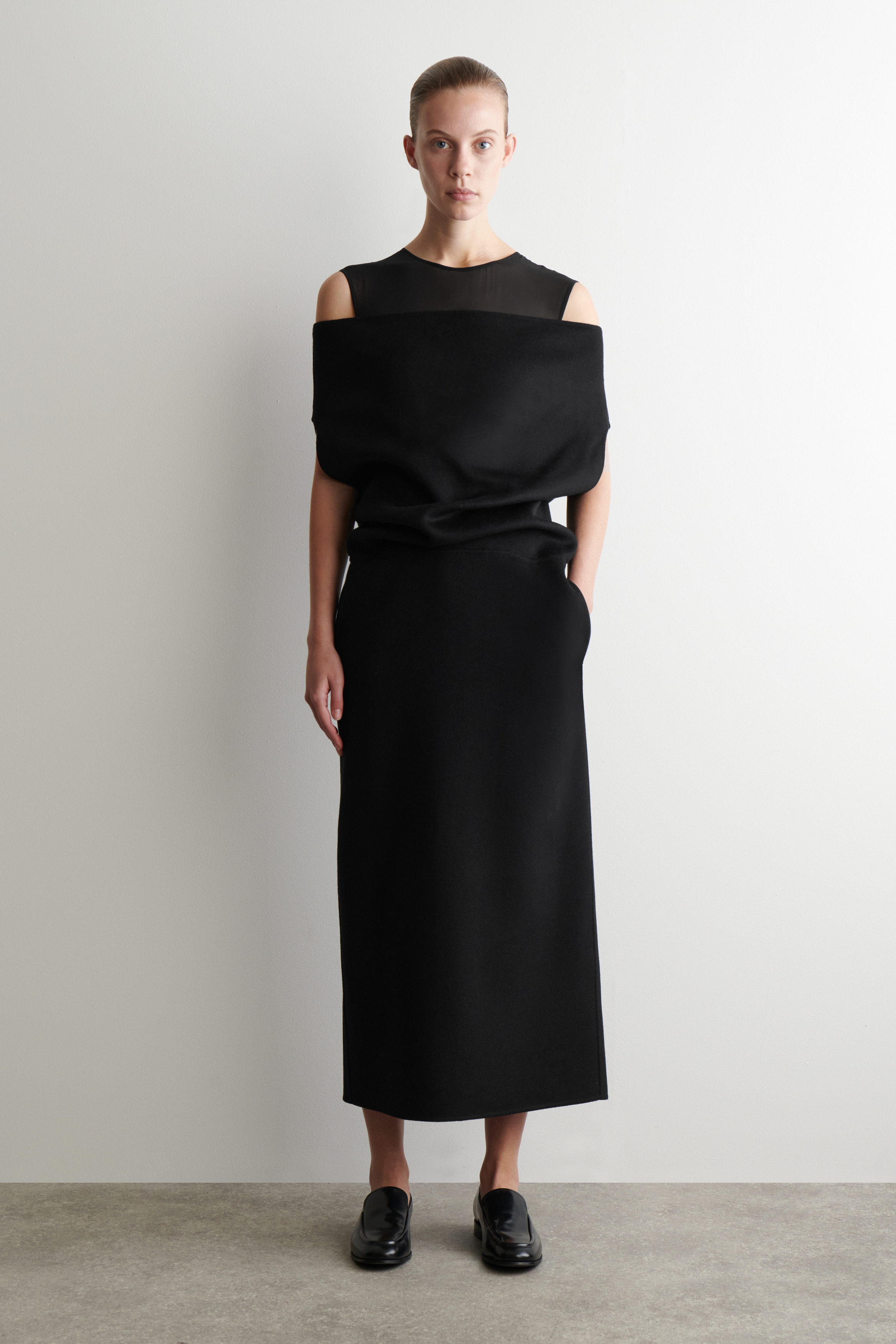 Off-The-Shoulder Wool-Silk Dress