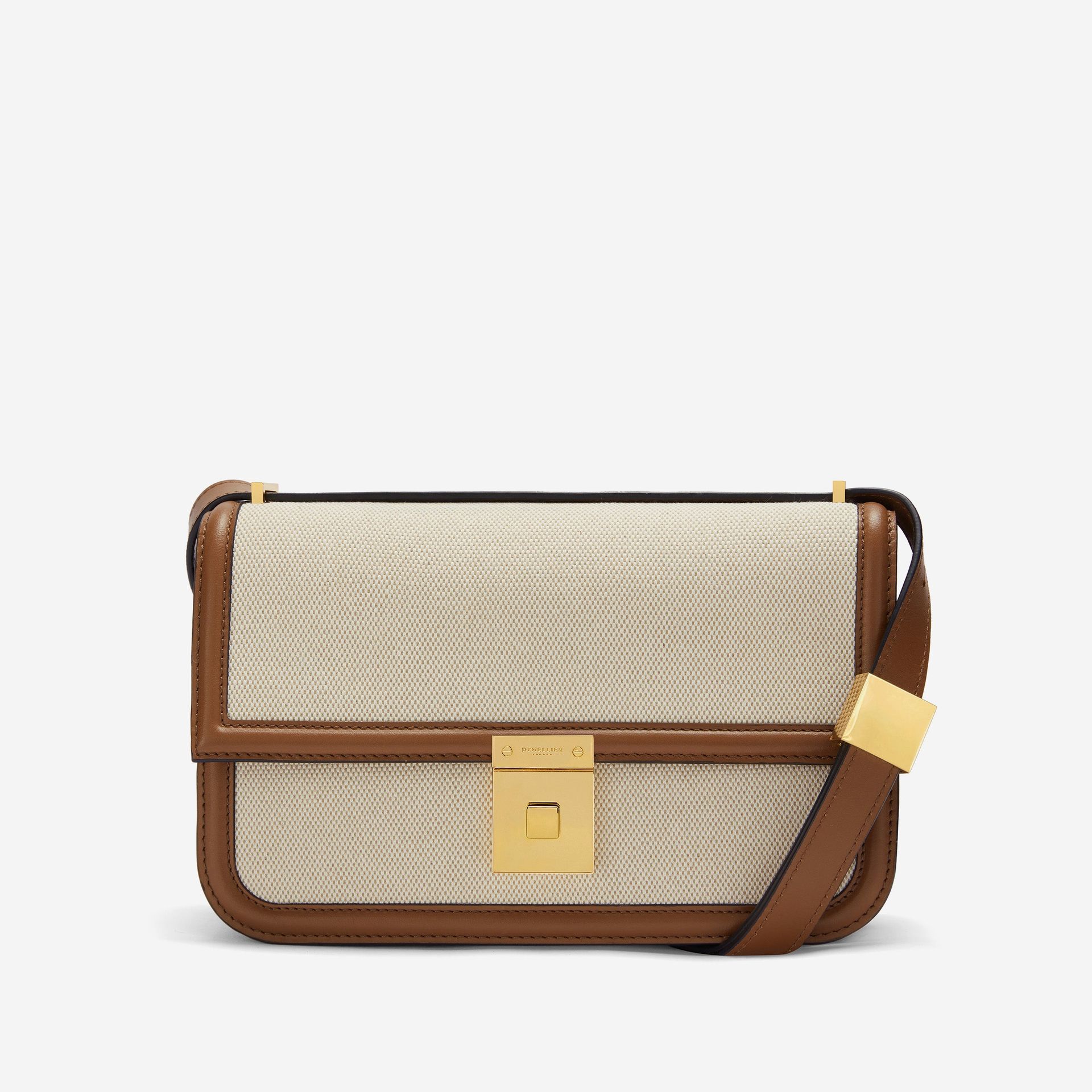 The Paris Crossbody | Salt & Pepper Canvas Tan Smooth | Demellier