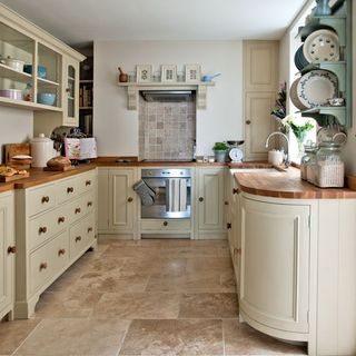 kitchen with cream coloured cabinets