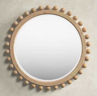 beaded round wall mirror