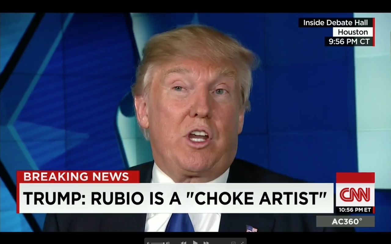 Donald Trump calls Marco Rubio a &amp;quot;choke artist,&amp;quot; repeatedly