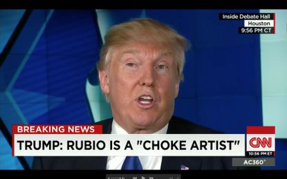 Donald Trump calls Marco Rubio a "choke artist," repeatedly